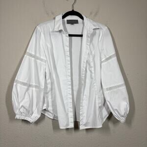 Sundays in Brooklyn Womens XS Balloon Sleeve Button Down Shirt White Cotton